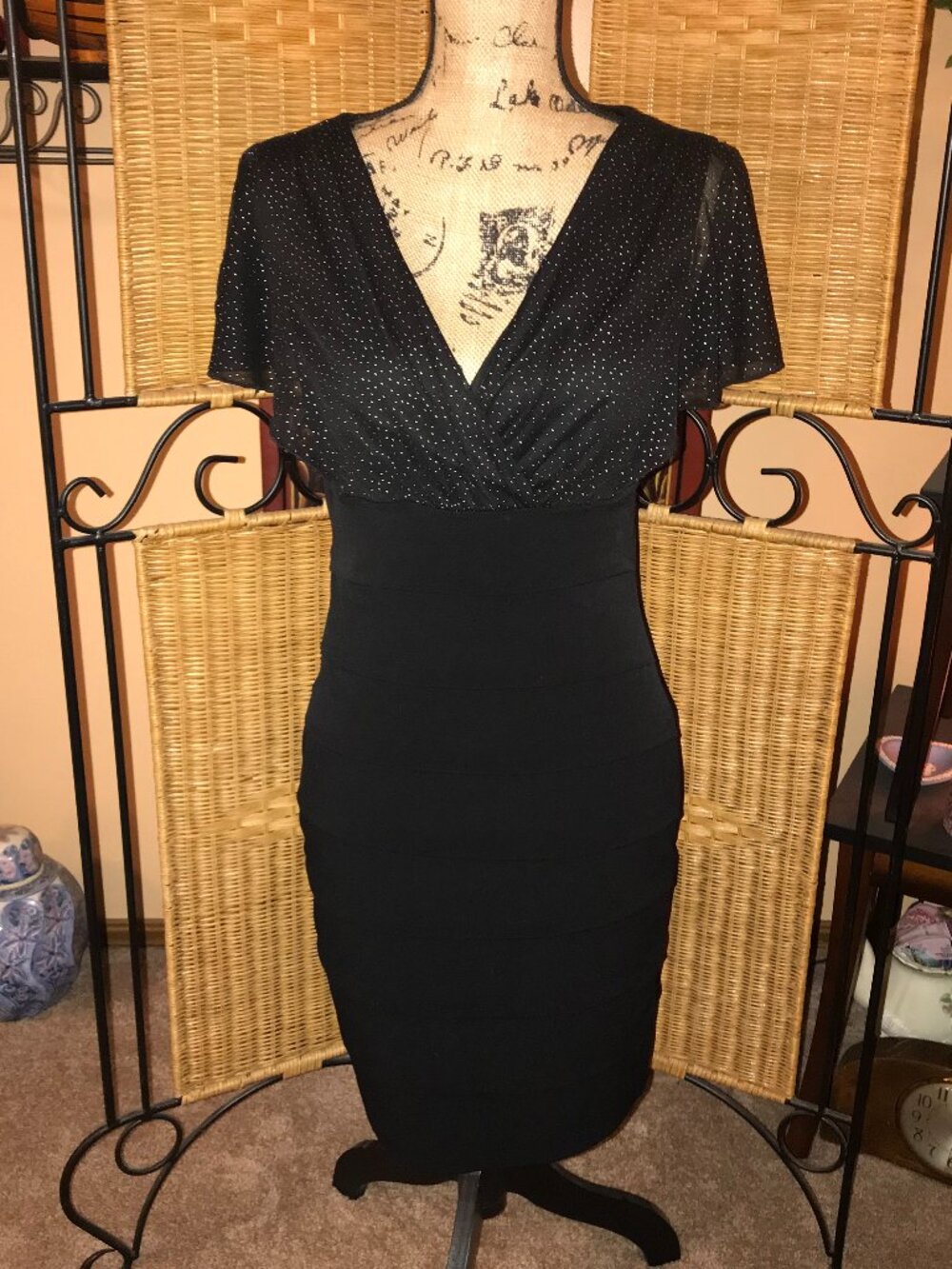 Enfocus Studio Black with Silver Glitter Dress